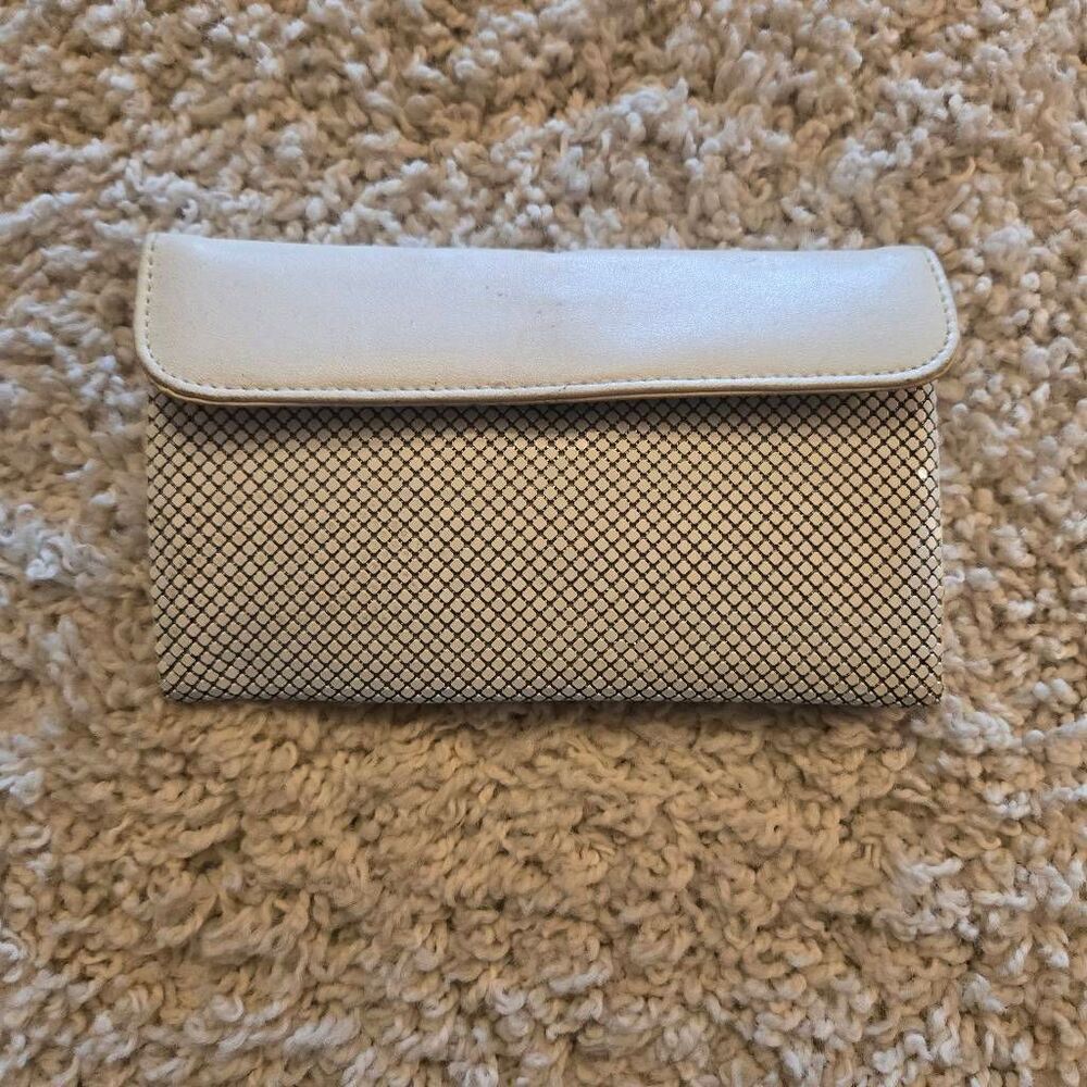 Vintage Whiting & Davis White Metal Fold Over Wallet